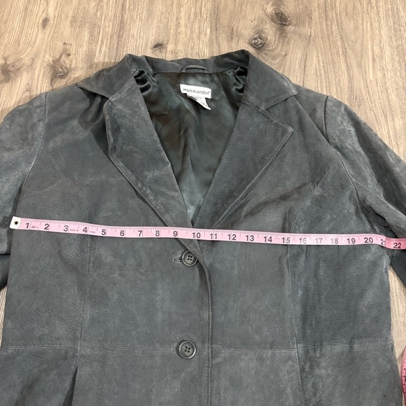 Jessica London 100% Suede Leather 3 Button Lined Blazer Jacket Gray Women’s 14 - Picture 7 of 10